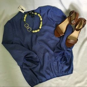 Cynthia Rowley | Blue & White V-Neck Top